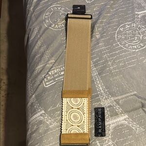 Rampage Tan and Cream Belt with Lace Detail